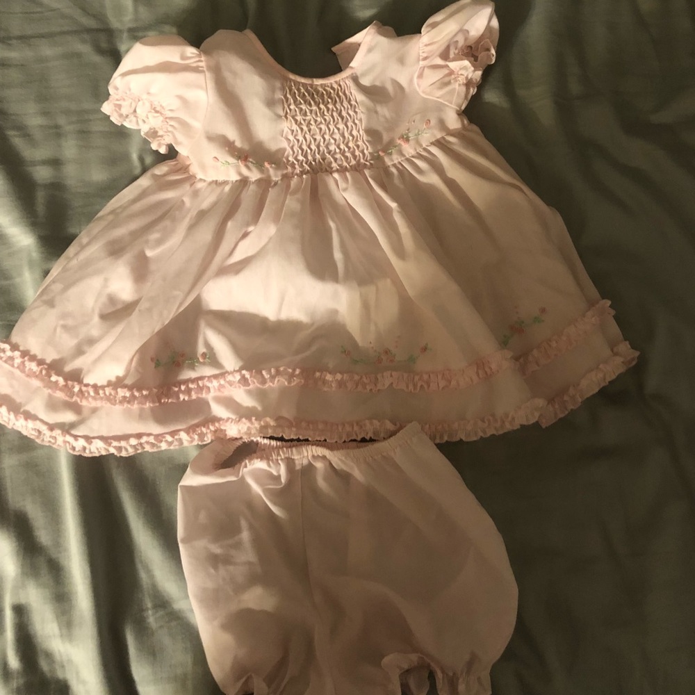Smocked dress with bloomers 6mo
